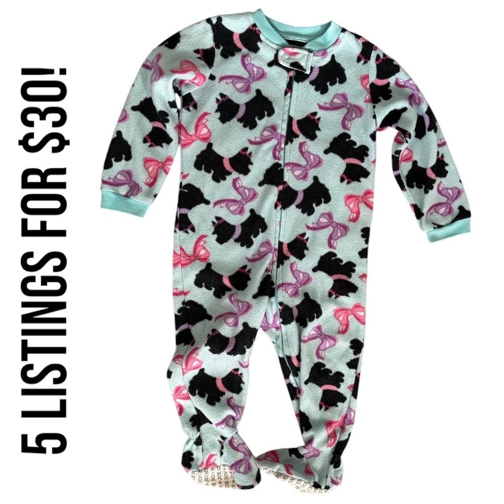 Joe Boxer 24M Baby Toddler Girl Scottish Dog Fleece Zip Pajamas Footies